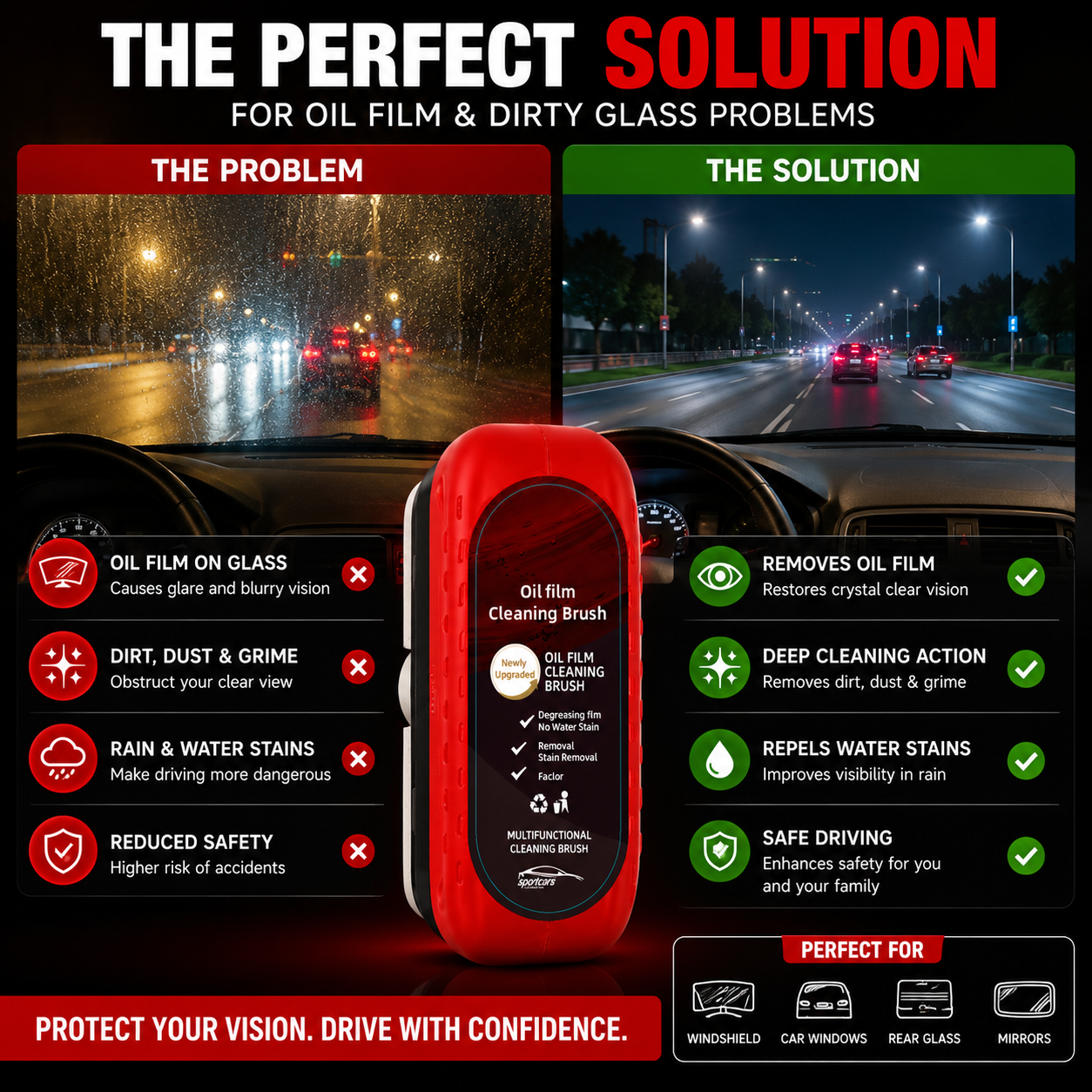 Car Glass Oil Film Cleaner Brush