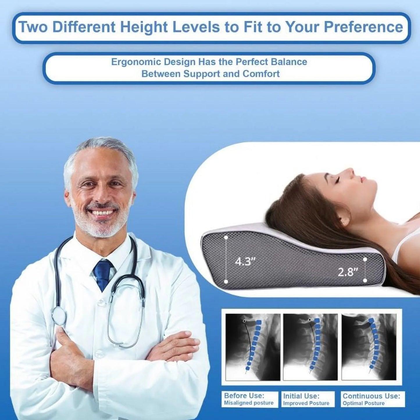 Orthopedic Pillow Relief Neck Pain Back Pain.
