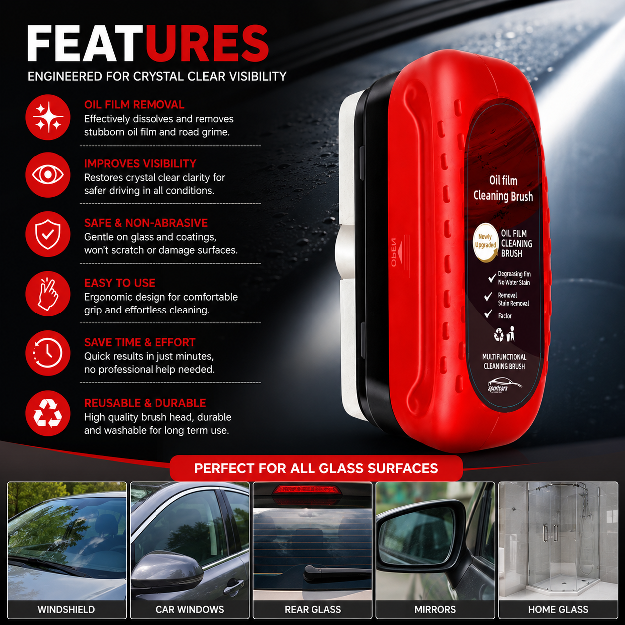 Car Glass Oil Film Cleaner Brush