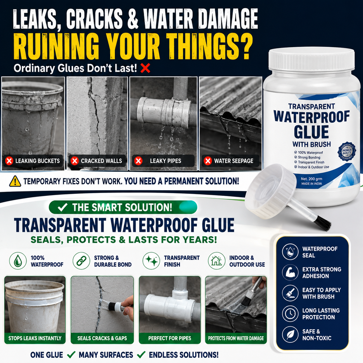 Transparent waterproof glue