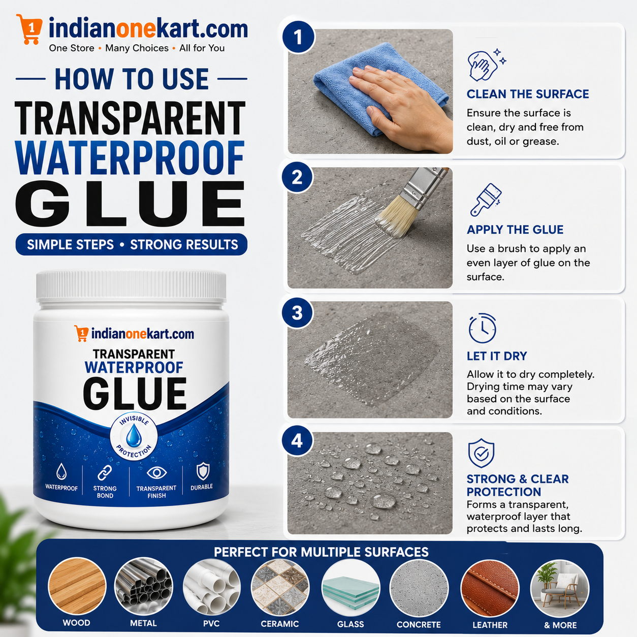 Transparent waterproof glue